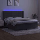  Box spring postelja z vzmetnico LED temno siva 180x200 cm žamet, (20789349) | Shoptok.si
