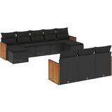  Vrtna sedežna garnitura 10-delna z blazinami črn poli ratan | Shoptok.si