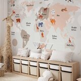  Foto tapeta - World Map in Beige Tones for Children\'s Room 245x175 Samoljepljiva | shoptok.hr