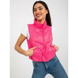 Fashion Hunters Women's short down vest with stitching - pink Cene