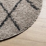  Čupavi tepih PAMPLONA s visokim vlaknima bež-antracit Ø 80 cm | shoptok.hr