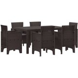  Vrtna garnitura - 7-dijelni vrtni blagovaonski set s jastučićima Smeđi Poli ratan | shoptok.hr