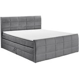 MID.YOU POSTELJA BOXSPRING 180 cm x 200 cm , tekstil, leseni material temno siva | Shoptok.si