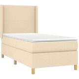  Box spring postelja z vzmetnico LED krem 100x200 cm blago, (20894390) | Shoptok.si