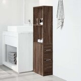 vidaXL Ozka kopalniška kredenca s kolesi rjavi hrast inženirski les | Shoptok.si