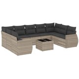 Maison Chic Seti vrtnega pohištva - Vrtna garnitura - Vrtni pohištvo set 10-delna z blazinami sv. siv poli ratan, (21815479) | Shoptok.si