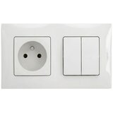 Legrand Dvostruki prekidač č. 5 i kućna utičnica 250V/16A sa NILOE ramom u beloj boji Cene