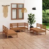 The Living Store Vrtna sedežna garnitura 6-delna medeno rjava trdna borovina - Vrtna Sedežna Garnitura, (21478645) | Shoptok.si