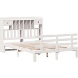vidaXL Knjižna postelja brez ležišča bela 140x190 cm trdna borovina | Shoptok.si
