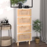 The Living Store Komoda bela 40x30x90 cm trdna borovina in naravni ratan - Komoda, (21437579) Cene