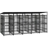 vidaXL zunanji pasji boks s streho jeklo 9,22 m² | Shoptok.si