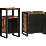 vidaXL Komplet pohištva za kopalnico 2 pcs Rjava trden predelan les | Shoptok.si