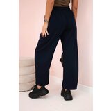 Kesi Włoski Butter trousers tied at the waist navy | Shoptok.si