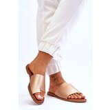 EVENTO PE1 Women's Leather Flip Flops Gold Amite | Shoptok.si