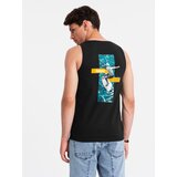 Ombre Men's Summer Vibe printed cotton tank top - black | ePonuda.com