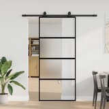  Klizna vrata s priborom crna 90 x 205 cm kaljeno staklo | shoptok.hr