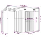 vidaXL Vrtna kućica s dužim krovom svjetlosiva 277x110 5x181 cm čelik | shoptok.hr