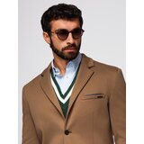 Ombre Men's knitted jacket with a fitted cut - light brown | Shoptok.si