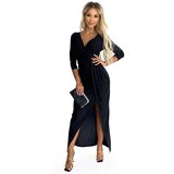 Numoco Shiny long dress with neckline and slit on leg Cijene