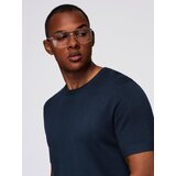 Ombre Men's classic knitted shirt with ribbed cuffs - navy blue | shoptok.hr