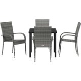 vidaXL Komplet za jedilnico v vrtu 5 pcs Siva Poly ratan | Shoptok.si