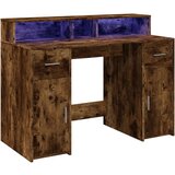 vidaXL Radni stol s LED svjetlima boja hrasta 120x55x91 cm drveni | shoptok.hr