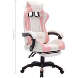 vidaXL racing stol z RGB LED lučkami roza in belo umetno usnje | Shoptok.si