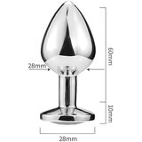 Sunfo - metalni analni dildo sa kamenom u obliku srca (srebrno-bijeli) | shoptok.hr