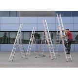 HYMER Aluminijasta večnamenska lestev, industrijska izvedba, 3 x 8 klinov, maks. delovna višina 6,35 m | Shoptok.si