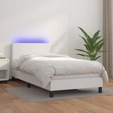  Box spring s madracem LED bijeli 90x200 cm umjetna koža | shoptok.hr