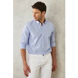 AC&Co / Altınyıldız Classics Men's Blue Slim Fit Slim-fit Oxford Buttoned Collar Gingham Cotton Shirt. Cene