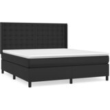  s oprugama i madracem crni 160 x 200 cm od umjetne kože | shoptok.hr