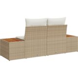 vidaXL 2-sedežni vrtni kavč s shrambo in blazinami bež poli ratan | Shoptok.si