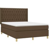  Box spring postelja z vzmetnico LED temno rjava 140x190cm blago, (20726225) | Shoptok.si