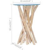 vidaXL Klubska mizica s stekleno površino 35x35x50 cm trdna tikovina | Shoptok.si