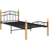 Furnova Posteljni okvir črna kovina in trdna hrastovina 90x200 cm, (21937973) | Shoptok.si