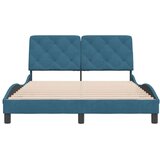 vidaXL Posteljni okvir z vzglavjem moder 140x200 cm žamet | Shoptok.si