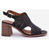 Boto Ladies Perforated Sandals On Heel Black Tosine | Shoptok.si