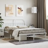vidaXL Kovinski posteljni okvir z vzglavjem bel 140x190 cm Cene