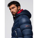 Ombre Men's long quilted jacket with large pockets - beige | shoptok.hr