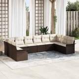  Sjedeća garnitura za vrt 10 kom. Smeđa poliratan 344 x 187,5 x 85 cm | Shoptok.si