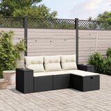Maison Chic Seti vrtnega pohištva - Vrtna garnitura - Vrtni pohištvo set 4-delna z blazinami črna poli ratan, (21817687) | Shoptok.si