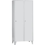 Wolf Garderobna omara z nogami, VxŠxG 1850 x 800 x 500 mm, 2 predelka, svetlo siva | Shoptok.si