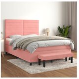 vidaXL Box spring postelja z vzmetnico roza 140x190 cm žamet Cene