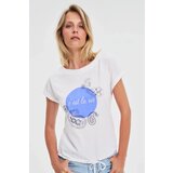 Marisse Cotton Blouse With Print, White Cene