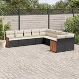vidaXL 10-dijelni set vrtnih sofa s jastucima crni od poliratana | shoptok.hr