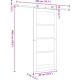 vidaXL drsna vrata s kompletom opreme 'ORKDAL'iz trdega lesa in stekla, notranja vrata s steklom 'ORKDAL'86x198.5x4 cm iz trdega bora | Shoptok.si