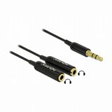 Delock 65356 audio priključni kabel [1x 3,5 mm banana utikač - 2x priključna doza za 3,5 mm banana utikač] 25 cm crna | Eponuda.ba
