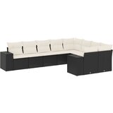  9-dijelni set vrtnih sofa s jastucima crni od poliratana | shoptok.hr