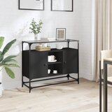 vidaXL Komoda sa staklenom površinom crna 98x35x81 cm drvena | shoptok.hr